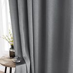 Deep Grey 100% Blackout Curtains 52x54 inch for Kids Bedroom Tonal Effect Triple Weave Energy Saving Eyelet Curtain Panels Solid Durable Fabric light Blocking Window Treatments for Nursery 2 Panels