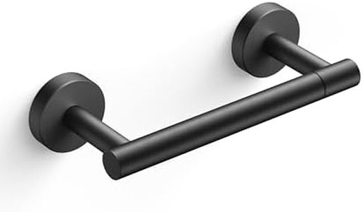 FORIOUS Toilet Roll Holder, Wall Mount Rustproof Stainless Steel Double Post Pivoting Design, Bathroom Roll Holder, Matte Black