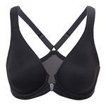 Delimira Women's Front Fastening Bras Seamless Unlined Racer Back Plus Size Underwired Plunge Bra Black 36DD