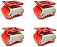 HOMEPRODUCTS4U 6-Wheels Roller Moving Castor (Orange, 50 mm) 4 Pieces in 1 Box