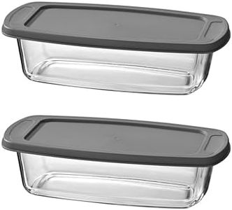 Fox Run Glass Loaf Pans with Lids, Set of 2 Storage and Baking Dishes, 5.75" x 11" x 2.9"
