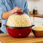 AARKRI SALES Stylish Automatic Popcorn Machine, 1200W Hot Air Popcorn Maker, Electric Oil-Free Snacks Cum Popcorn Maker Machine for Home and Restaurant (Round)