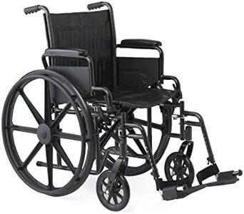 Medline K2 Basic wheelchair with 18"W seat, removeable desk-length arms and swing-away leg rests, Black