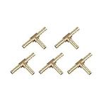 Hsthe Sea 5 Pcs 6 mm or 15/64" Brass Barb Fitting,T-Shaped 3 Ways,Barb Hose Fitting Air Gas Water Fuel,Barbed Tee Connector