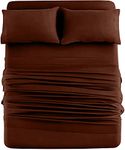 DAN RIVER California King Jersey Sheet Set|Luxury Heather 100% Cotton Bed Sheets|T-Shirt Sheets|All Season Bedding|Soft Comfortable Deep Pocket Jersey Cotton Bed Sheets (4Pc, Cal King, Brown)