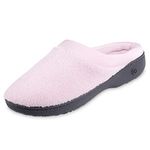 isotoner Women's Terry and Satin Slip on Cushioned Slipper with Memory Foam for Indoor/Outdoor Comfort Flat Sandals, Petal Pink, Numeric_7_Point_5 8