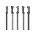 SPEED TIGER ISB Carbide Ball Nose End Mill - Micro Grain Carbide End Mill for Alloy Steels/Hardened Steels - 2 Flute - ISB5/16"2T - Made in Taiwan (5 Pieces, 5/16")