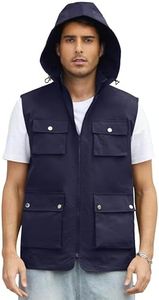 Men's Fishing Vest Utility Safari Travel Vest with Multi Pockets Outdoor Work Photo Cargo Fly Summer Vest, Navy Blue, XX-Large