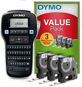 DYMO Kit de base avec étiqueteuse LabelManager 160 | Imprimante Portable avec 3 rouleaux de ruban pour étiquettes Dymo D1 | Clavier AZERTY | Idéal pour le bureau ou la maison