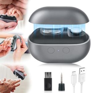 Electric Nail Clipper, 3 in 1 Electric Nail Trimmer and Polisher with Clip Storage & LED Light, USB Rechargeable, 2 Speed Gears for Baby, Kids, Seniors and Adults (Frosted Black)