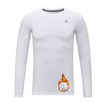 DEVOROPA Youth Boys Compression Thermal Shirt Long Sleeve Fleece Baselayer Soccer Baseball Undershirt White S