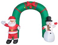 BZB Goods 10 Foot Tall Giant Christmas Inflatable Archway with Santa Claus and Snowman Outdoor Indoor Holiday Decorations, Blow up Lighted Yard Decor, Lawn Inflatables Home Family Outside