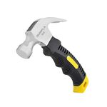 Gunpla 8oz Stubby Claw Hammer and Nails Puller, Carbon Steel Curved Framing Hammer Light Weight Tool for Construction Demolition Prying Splitting Tearing Wood with Comfort Non Slip Rubber Handle