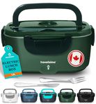 TRAVELISIMO Electric Lunch Box 80W, 3 in 1 Ultra Quick Portable Food Warmer 12/24/110V, Heated Lunch Boxes for Adults Leakproof, SS Container, Heater for Car Truck Work, Loncheras Electricas