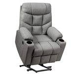 DORTALA Power Lift Recliner Chair, Electric Reclining Living Room Sofa for Elderly w/ 8 PointMassage& Lumbar Heat, Overstuffed Motorized Sofa Chair w/ USB Port, Cup Holders, Remote Control, Side Pocket, Light Gray