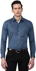 Van Heusen Cotton Men's Slim FiT-Shirt (Vhsfrslb447781_Navy 42)