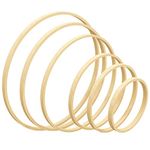 Worown 6 Pack Bamboo Floral Hoops, 6 Sizes (4, 5, 6, 7, 8 & 10 Inch) Wooden Wreath Rings for Making Wedding Wreath Decor and Wall Hanging Crafts