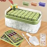 Ice Cube Tray with Lid, Food-Grade Ice Cube Mould,Release Ice Cubes with One Button,Reusable Ice Tray with Lid and Storage Bin,64 PCS Small Mini Ice Cube Trays for Freezer Ice Cube Maker and Box Scoop