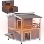 Aivituvin Insulated Outdoor Cat House for Winter Weatherproof Outside Feral Cat Shelter with Liner (Grey, L-Liner)