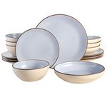 GIBSON ELITE Contempo Classic Double Bowl Dinnerware Set, Service for 4 (16pcs), Light Blue