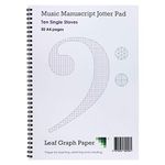 A4 Manuscript Music Paper Single Stave Staff - Jotter Pad 50 Pages - Board Backed