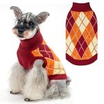 KOOLTAIL Fall Dog Jumper, Knit Turtleneck Cold Weather Dog Sweaters for Small Medium Large Dogs, Soft Plaid Pullover Knitwear Dog Winter Warm Clothes, Pet Coat Puppy Sweater for Girls Boys L