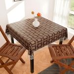 Kuber Industries Square Table Cover for 4 Seater|PVC Waterproof Square Pattern Tablecloth Indoor & Outdoor|48x48 Inch (Brown)