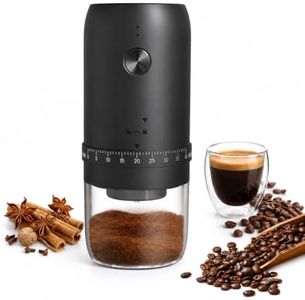 Portable Electric Coffee Grinder, USB Rechargeable, 40 Adjustable Grind Settings, One-Touch Automatic, Black