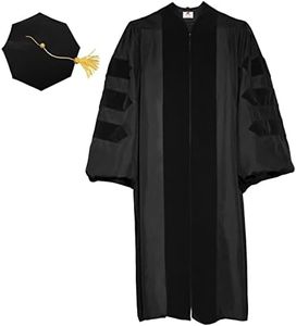 MyGradDay Unisex Deluxe Doctoral Graduation Gown and 8 Side Tam Academic Faculty Regalia Doctoral Robe