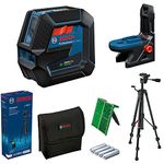 Bosch Professional Laser Level GCL 2-50 G (green laser, interior, RM 10 mount, tripod BT 150, visible working range: up to 15m, 4x AA battery, in cardboard box)