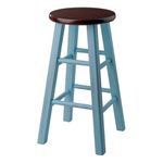 Winsome Wood 65224-WW Ivy Model Name Stool, 13.4 x 13.4 x 24.2, Rustic Light Blue/Walnut