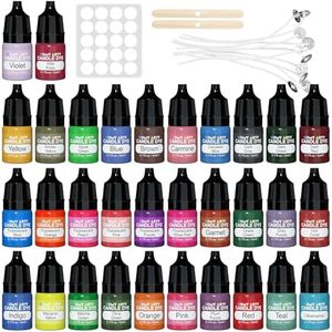 HOMY ARTY Candle Dye - 32 Colors Candle Wax Dye, Highly Concentrated Candle Making Dyes, Oil-Based Liquid Wax Dye for Candle Making - 5ml Each