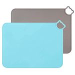 Silicone Placemats for Kids Baby,Dishwasher Safe Table Mats,Toddlers Portable Food Mat Travel Set of 2 (Gary-Blue)