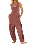 ANRABESS Women Overalls Jumpsuits Loose Casual Dressy Sleeveless Baggy Harem Pants Romper Jumpers 2024 Trendy Summer Outfits, Caramel, Small