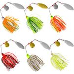 Spinner Baits for Bass Fishing Lure Kit Buzzbait Spinnerbait Hard Spinner Lures Metal Jigs Lure Bass Pike Fishing, 0.64oz 6Pcs Multicolor