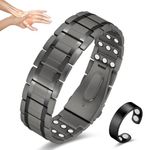 Vicmag 3X Magnetic Bracelet for Men Pure Titanium Bracelet 3500 Gauss Ultra Strength Magnets Adjustable Wristband with Adjustment Tool & Gift Box (Pure Titanium Grey)