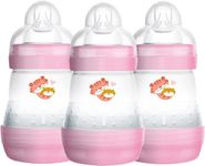 MAM Easy Start Self Sterilising Anti-Colic Baby Bottle 3 Pack (3 x160 ml) with Slow Flow MAM Teats Size 1, Newborn Essentials, Assorted color(Designs May Vary)