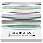 6Pcs Nail Files, MORGLES Gel Acrylic Nail File Set Nail Buffer Block Emery Boards for Acrylic/Natural/Gel Nails Polish