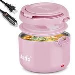 Aotto Electric Lunch Box, 50/70/80W 3 in 1 Portable Food Warmer Heated Lunch Boxes for Adults, 12V 24V 110V Food Heater for Car/Truck/Travel/Office/Work/Home 32oz Leakproof Mini Personal Pink