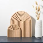 Homtik Wood Rainbow Arch Modern Boho Room Decor Decorative Tray for Wall Shelf, Fireplace Mantel, Counter, Dresser - Aesthetic Home Decorations for Living Room, Kitchen, Bedroom, Office, Set of 2