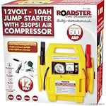 12V PORTABLE CAR JUMP STARTER AIR COMPRESSOR BATTERY START EMERGENCY BOOSTER CHARGER VOLT LEADS RECHARGEABLE BUILT IN 3.5W SPOTLIGHT GARAGE ALL IN ONE TRAVEL