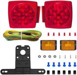 fouwick 12V LED Submersible Trailer Lights KIT with wiring KIT, license plate lights,Tail light for Under 80" Boat Utility Trailer Marine Camper RV Snowmobile,DOT compliance (Light kit)…