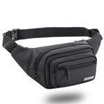 GoTrippin Waist Bags for Men Women- Premium Stitching, Branded Zippers, Waterproof Pocket, RFID Safe- Large Fanny Pack for Hiking Travel, Money Belt (Polyester, Black)