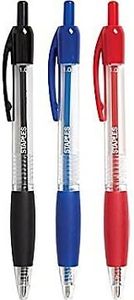 Staples Retractable Ballpoint Pens 1.0 mm Tip Pack of 50 Assorted Colors - 20 Black 20 Blue & 10 Red