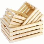 ZENFUN Set of 3 Wooden Crates with Cutout Handles, Decorative Hand Crafted Wood Box Nesting Crate Farmhouse Storage Basket Container for Display and Organization, Home Centerpieces, 3 Sizes
