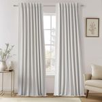 UHITECH Linen Curtains for Living Room Blackout Curtains for Bedroom Black Out Curtains 96 Inches Long Window Curtains 2 Panels Set Back Tab/Rod Pocke Beige Thermal Curtains Pinch Pleated