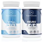 TRUE PROTOCOLS - Brain Protocol (2 items) - Neuro Calm (90 Capsules) and Vital Mind (90 Capsules) Combo Pack - For Optimal Cognitive Health, Mood Balance, & Brain Function - 100% Non-GMO Supplement