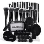 Makeup Brushes Set, MAANGE 49Pcs Makeup Tools Premium Synthetic Bristles Travel Professional Makeup Brushes for Women Girl (30brushes+17tools+2bags,Black)