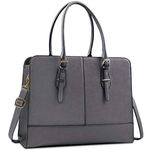 Lubardy Laptop Bags for Women 15.6 inch Ladies Leather Laptop Handbag Work Handbags Womens Tote Bag Office Grey