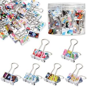 Juvale 40-Pack Cute Binder Clips for Paper, Notebooks, Planners, File Folders, Office Supplies, Document Organization for School and Work, 6 Assorted Flower Designs (1.5x0.75 in)